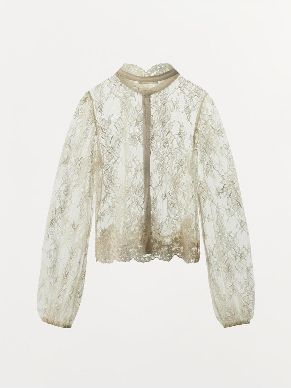 Zara LACE BUTTON-FRONT TOP - Picture 3 of 10